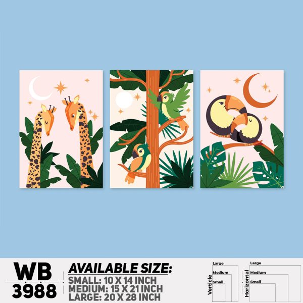 DDecorator Creative Animal Digital Art (Set of 3) Wall Canvas Wall Poster Wall Board - 3 Size Available - WB3988 - DDecorator