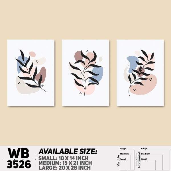 DDecorator Flower And Leaf ArtWork (Set of 3) Wall Canvas Wall Poster Wall Board - 3 Size Available - WB3526 - DDecorator