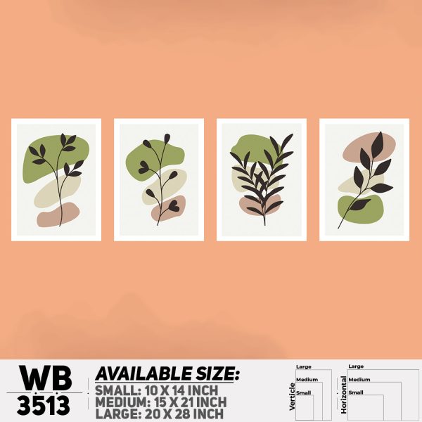 DDecorator Flower And Leaf ArtWork (Set of 4) Wall Canvas Wall Poster Wall Board - 3 Size Available - WB3513 - DDecorator