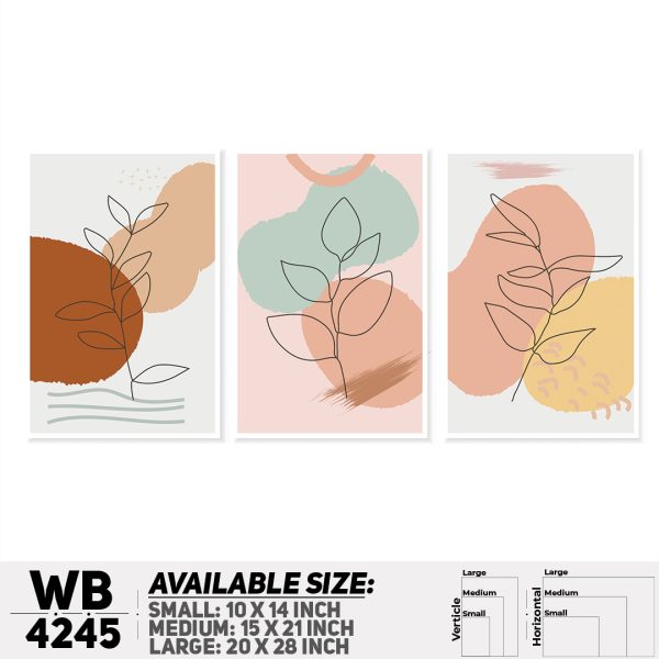 DDecorator Leaf With Abstract Art (Set of 3) Wall Canvas Wall Poster Wall Board - 3 Size Available - WB4245 - DDecorator
