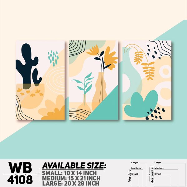 DDecorator Flower & Leaf Abstract Art (Set of 3) Wall Canvas Wall Poster Wall Board - 3 Size Available - WB4108 - DDecorator