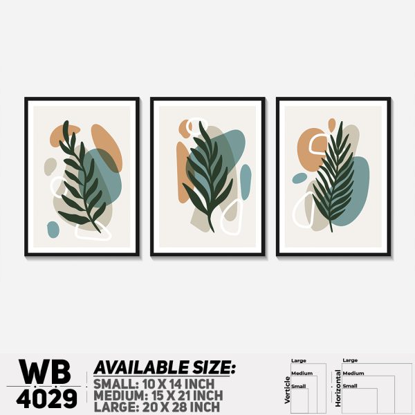 DDecorator Leaf With Abstract Art (Set of 3) Wall Canvas Wall Poster Wall Board - 3 Size Available - WB4029 - DDecorator