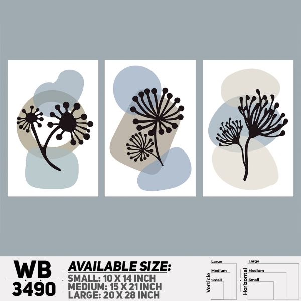 DDecorator Flower And Leaf ArtWork (Set of 3) Wall Canvas Wall Poster Wall Board - 3 Size Available - WB3490 - DDecorator