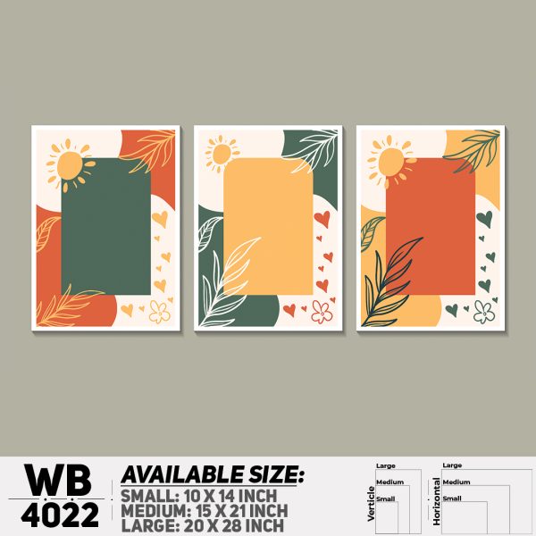DDecorator Leaf With Abstract Art (Set of 3) Wall Canvas Wall Poster Wall Board - 3 Size Available - WB4022 - DDecorator