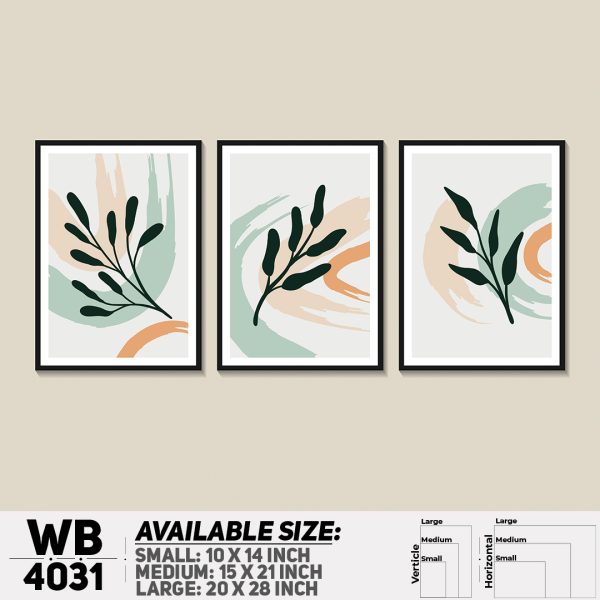 DDecorator Leaf With Abstract Art (Set of 3) Wall Canvas Wall Poster Wall Board - 3 Size Available - WB4031 - DDecorator