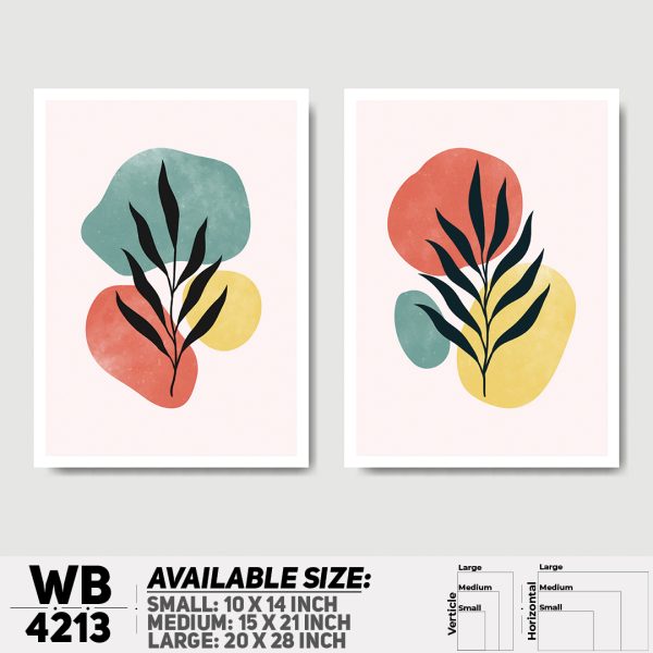 DDecorator Leaf With Abstract Art (Set of 2) Wall Canvas Wall Poster Wall Board - 3 Size Available - WB4213 - DDecorator