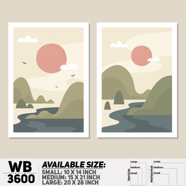 DDecorator Landscape Horizon Art (Set of 2) Wall Canvas Wall Poster Wall Board - 3 Size Available - WB3600 - DDecorator