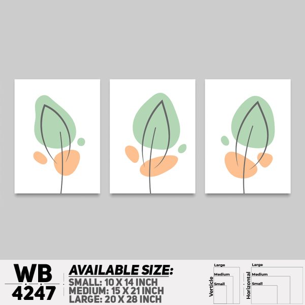 DDecorator Leaf With Abstract Art (Set of 3) Wall Canvas Wall Poster Wall Board - 3 Size Available - WB4247 - DDecorator