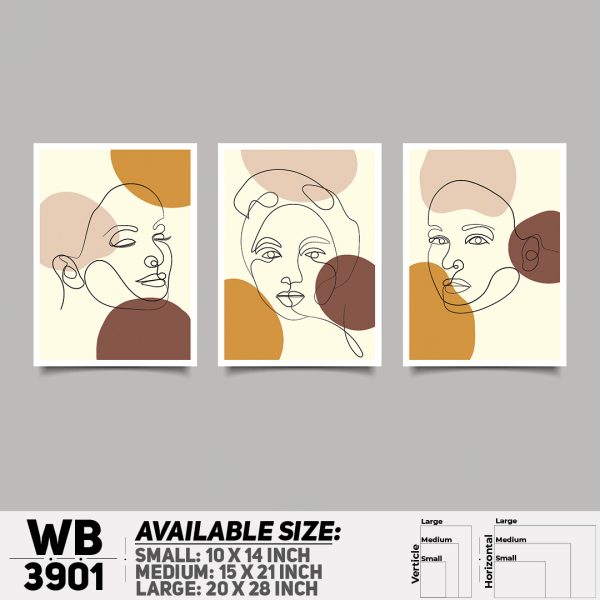 DDecorator Potrait Line Art (Set of 3) Wall Canvas Wall Poster Wall Board - 3 Size Available - WB3901 - DDecorator