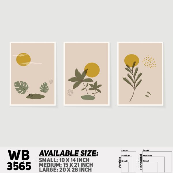 DDecorator Flower And Leaf ArtWork (Set of 3) Wall Canvas Wall Poster Wall Board - 3 Size Available - WB3565 - DDecorator
