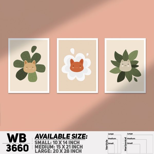 DDecorator Funny Flower & Leaf ArtWork (Set of 3) Wall Canvas Wall Poster Wall Board - 3 Size Available - WB3660 - DDecorator