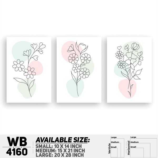 DDecorator Flower & Leaf (Set of 3) Wall Canvas Wall Poster Wall Board - 3 Size Available - WB4160 - DDecorator