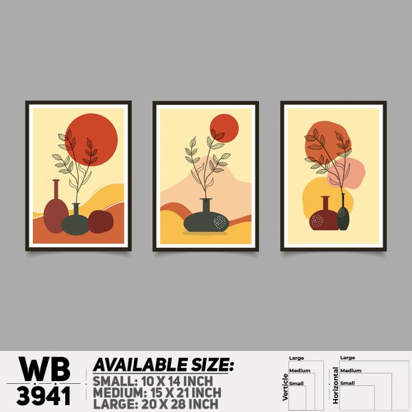 DDecorator Flower And Leaf ArtWork (Set of 3) Wall Canvas Wall Poster Wall Board - 3 Size Available - WB3941 - DDecorator