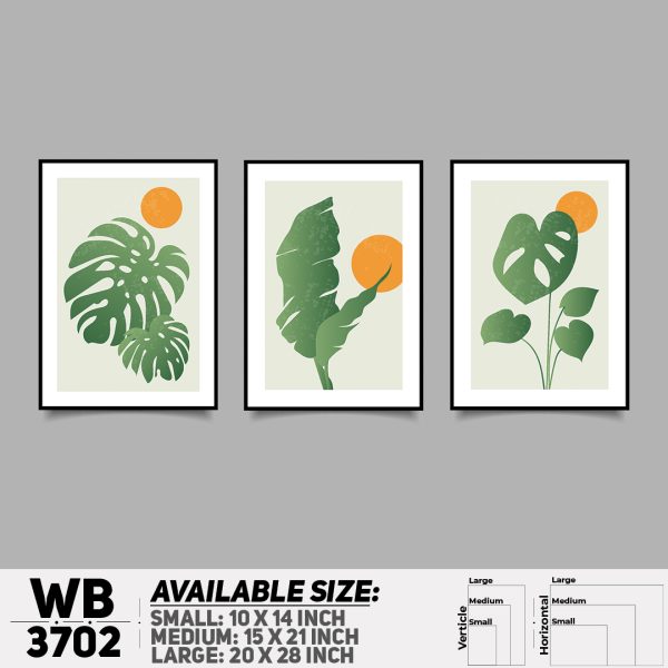 DDecorator Flower And Leaf ArtWork (Set of 3) Wall Canvas Wall Poster Wall Board - 3 Size Available - WB3702 - DDecorator