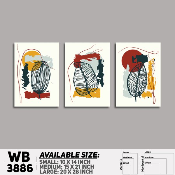 DDecorator Flower And Leaf ArtWork (Set of 3) Wall Canvas Wall Poster Wall Board - 3 Size Available - WB3886 - DDecorator