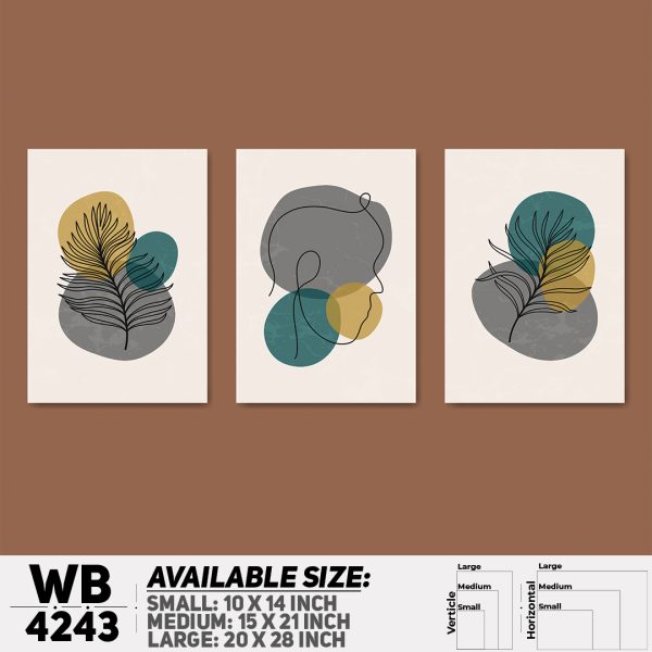 DDecorator Leaf With Abstract Art (Set of 3) Wall Canvas Wall Poster Wall Board - 3 Size Available - WB4243 - DDecorator