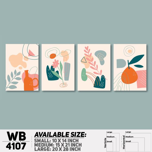 DDecorator Flower & Leaf Abstract Art (Set of 4) Wall Canvas Wall Poster Wall Board - 3 Size Available - WB4107 - DDecorator