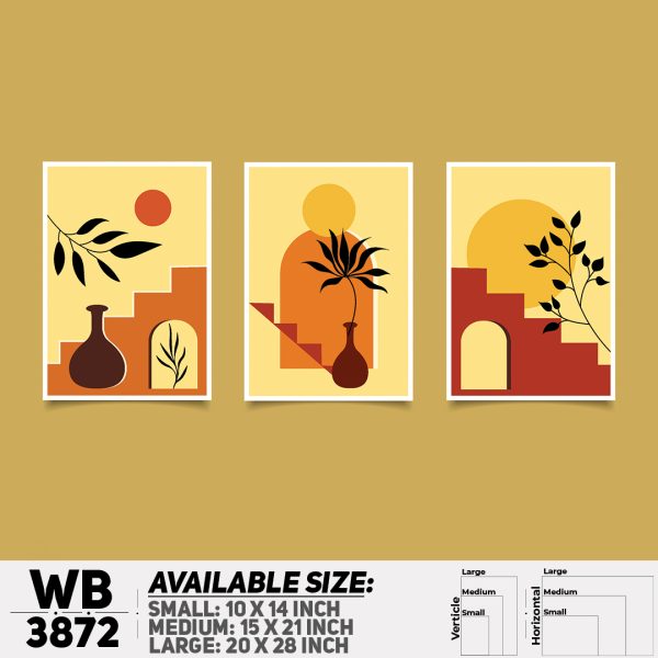 DDecorator Flower And Leaf ArtWork (Set of 3) Wall Canvas Wall Poster Wall Board - 3 Size Available - WB3872 - DDecorator