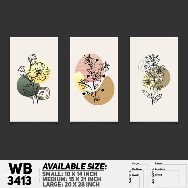 DDecorator Flower And Leaf ArtWork (Set of 3) Wall Canvas Wall Poster Wall Board - 3 Size Available - WB3413 - DDecorator