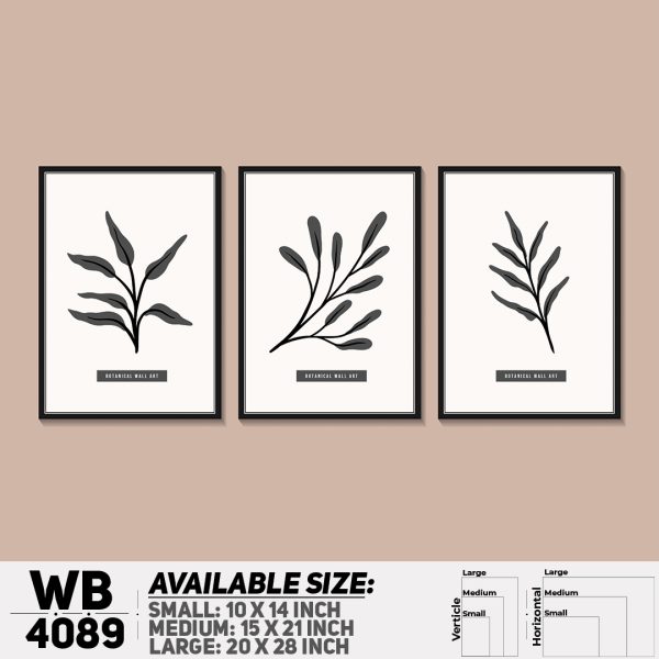 DDecorator Leaf With Abstract Art (Set of 3) Wall Canvas Wall Poster Wall Board - 3 Size Available - WB4089 - DDecorator