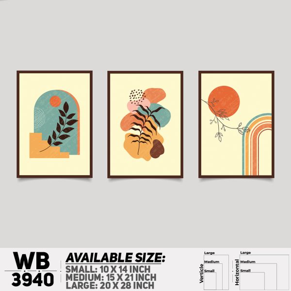 DDecorator Flower And Leaf ArtWork (Set of 3) Wall Canvas Wall Poster Wall Board - 3 Size Available - WB3940 - DDecorator