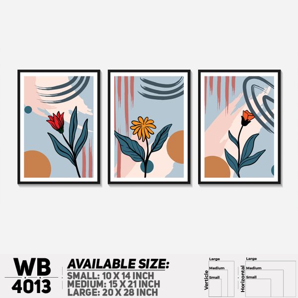 DDecorator Flower & Leaf Abstract Art (Set of 3) Wall Canvas Wall Poster Wall Board - 3 Size Available - WB4013 - DDecorator