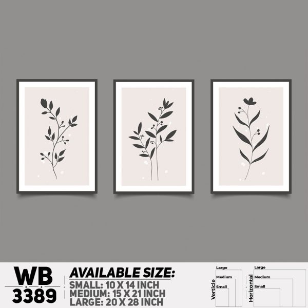 DDecorator Flower And Leaf ArtWork (Set of 3) Wall Canvas Wall Poster Wall Board - 3 Size Available - WB3389 - DDecorator