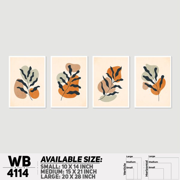 DDecorator Leaf With Abstract Art (Set of 4) Wall Canvas Wall Poster Wall Board - 3 Size Available - WB4114 - DDecorator