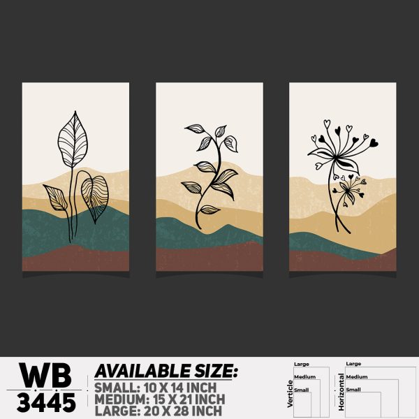 DDecorator Flower And Leaf ArtWork (Set of 3) Wall Canvas Wall Poster Wall Board - 3 Size Available - WB3445 - DDecorator
