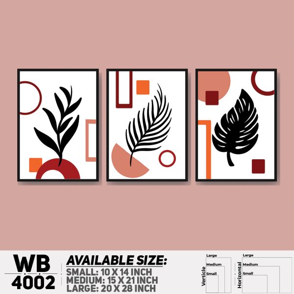 DDecorator Leaf With Abstract Art (Set of 3) Wall Canvas Wall Poster Wall Board - 3 Size Available - WB4002 - DDecorator