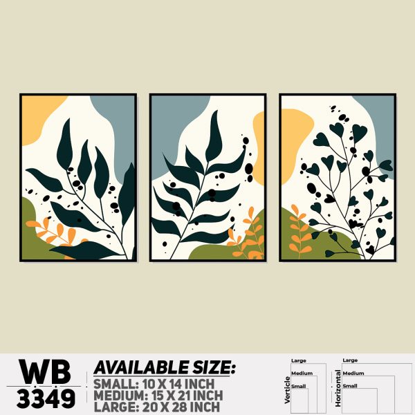 DDecorator Flower And Leaf ArtWork (Set of 3) Wall Canvas Wall Poster Wall Board - 3 Size Available - WB3349 - DDecorator