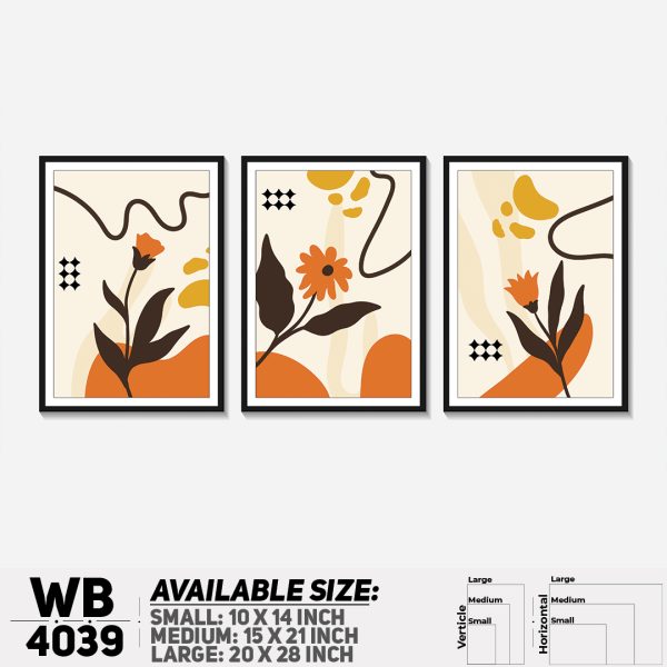 DDecorator Flower & Leaf Abstract Art (Set of 3) Wall Canvas Wall Poster Wall Board - 3 Size Available - WB4039 - DDecorator