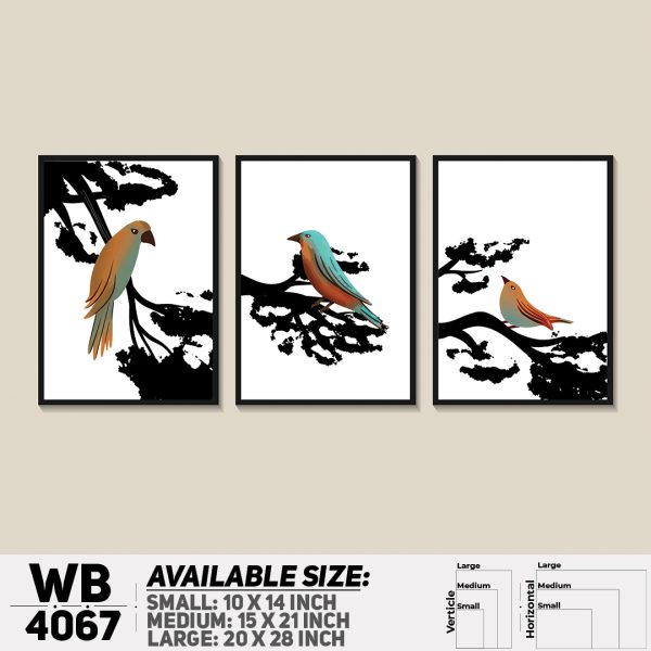 DDecorator Digital Painted Bird Abstract Art (Set of 3) Wall Canvas Wall Poster Wall Board - 3 Size Available - WB4067 - DDecorator
