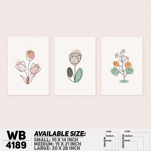 DDecorator Flower & Leaf (Set of 3) Wall Canvas Wall Poster Wall Board - 3 Size Available - WB4189 - DDecorator