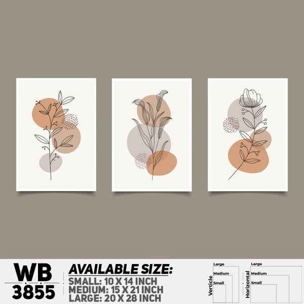 DDecorator Flower And Leaf ArtWork (Set of 3) Wall Canvas Wall Poster Wall Board - 3 Size Available - WB3855 - DDecorator