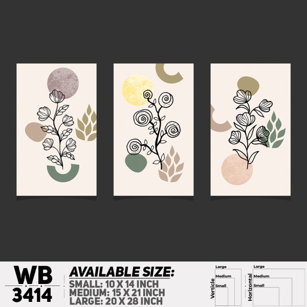 DDecorator Flower And Leaf ArtWork (Set of 3) Wall Canvas Wall Poster Wall Board - 3 Size Available - WB3414 - DDecorator