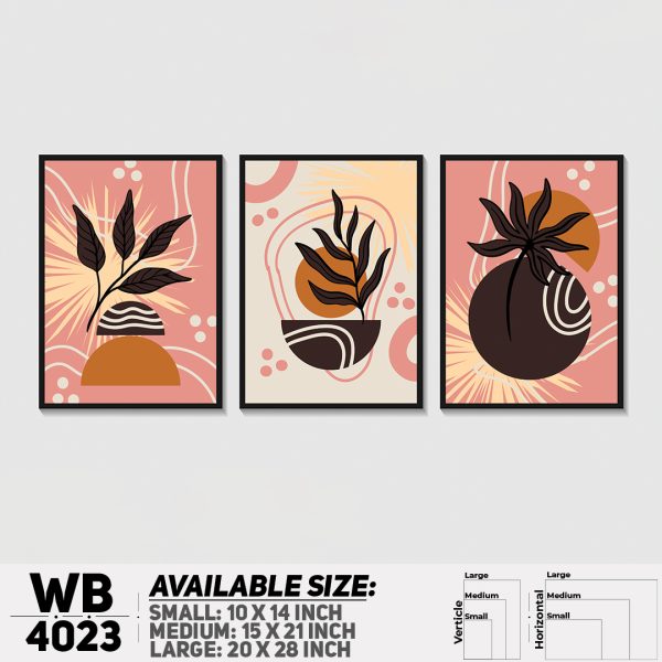 DDecorator Leaf With Abstract Art (Set of 3) Wall Canvas Wall Poster Wall Board - 3 Size Available - WB4023 - DDecorator