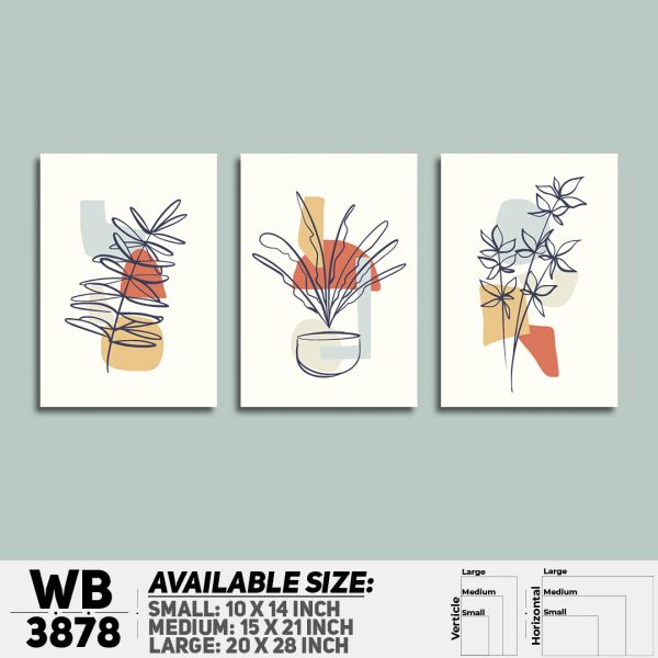DDecorator Flower And Leaf ArtWork (Set of 3) Wall Canvas Wall Poster Wall Board - 3 Size Available - WB3878 - DDecorator