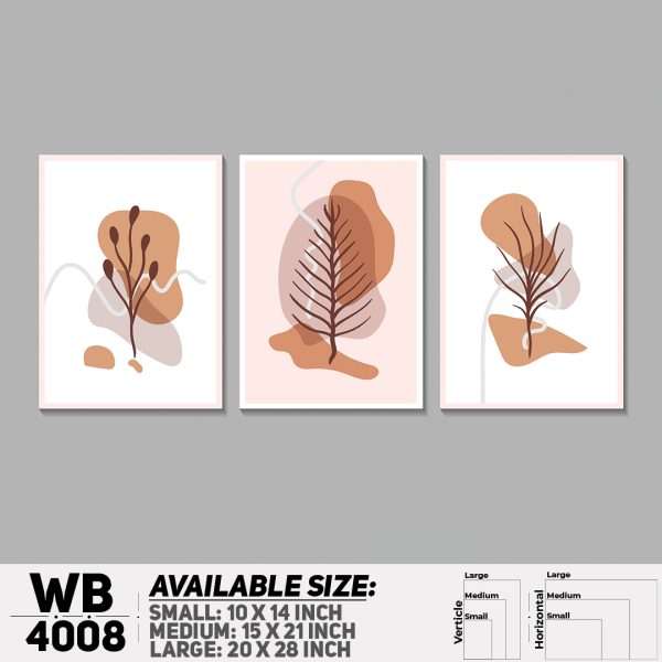 DDecorator Leaf With Abstract Art (Set of 3) Wall Canvas Wall Poster Wall Board - 3 Size Available - WB4008 - DDecorator