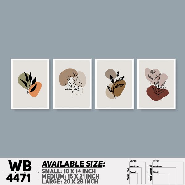 DDecorator Leaf With Abstract Art (Set of 4) Wall Canvas Wall Poster Wall Board - 3 Size Available - WB4471 - DDecorator