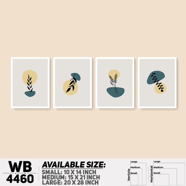 DDecorator Leaf With Abstract Art (Set of 4) Wall Canvas Wall Poster Wall Board - 3 Size Available - WB4460 - DDecorator