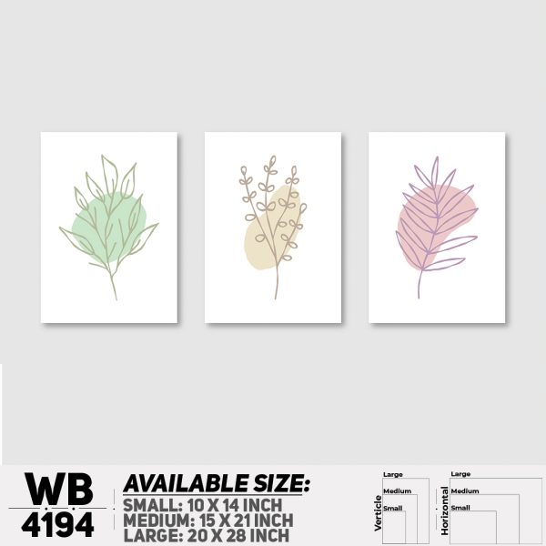 DDecorator Flower & Leaf (Set of 3) Wall Canvas Wall Poster Wall Board - 3 Size Available - WB4194 - DDecorator