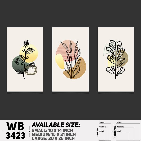 DDecorator Flower And Leaf ArtWork (Set of 3) Wall Canvas Wall Poster Wall Board - 3 Size Available - WB3423 - DDecorator