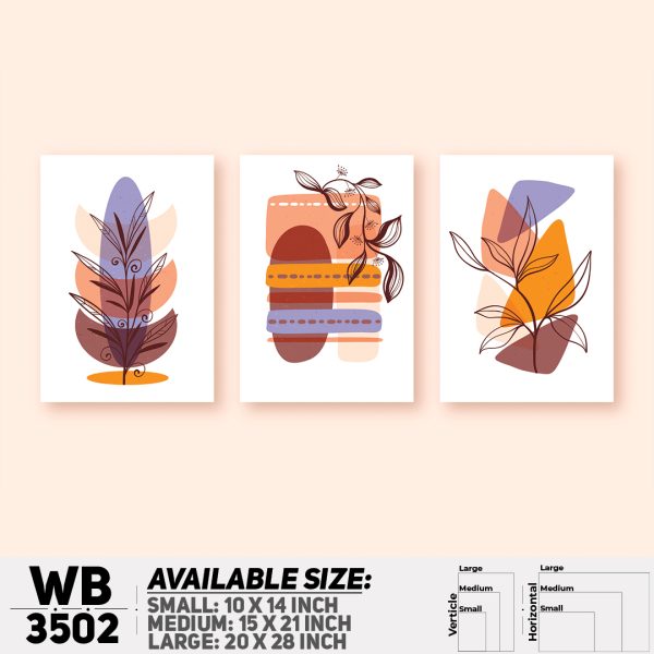 DDecorator Flower And Leaf ArtWork (Set of 3) Wall Canvas Wall Poster Wall Board - 3 Size Available - WB3502 - DDecorator