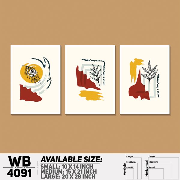 DDecorator Leaf With Abstract Art (Set of 3) Wall Canvas Wall Poster Wall Board - 3 Size Available - WB4091 - DDecorator