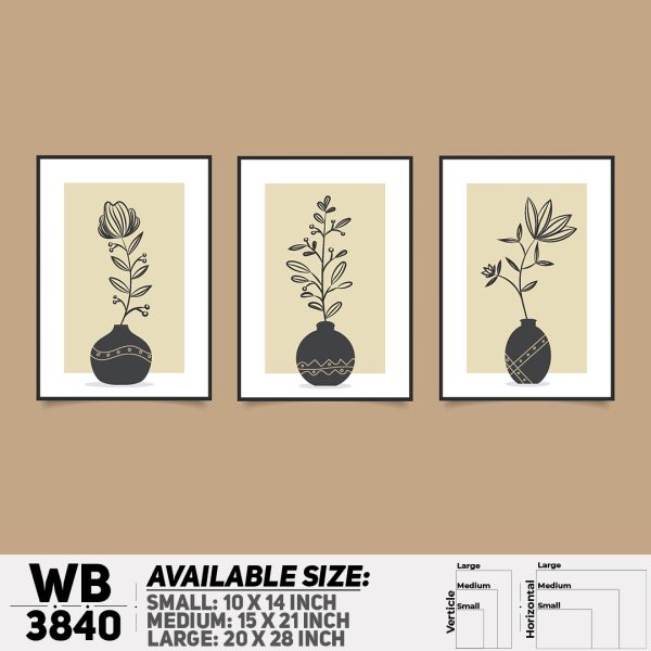DDecorator Flower And Leaf ArtWork (Set of 3) Wall Canvas Wall Poster Wall Board - 3 Size Available - WB3840 - DDecorator