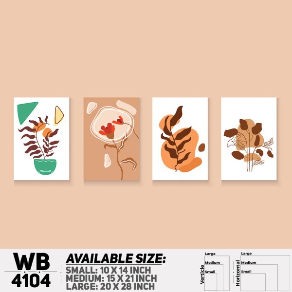DDecorator Flower & Leaf Abstract Art (Set of 4) Wall Canvas Wall Poster Wall Board - 3 Size Available - WB4104 - DDecorator