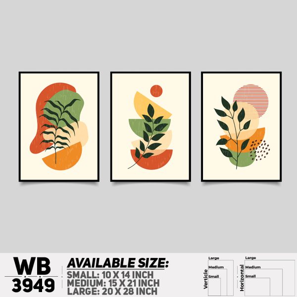 DDecorator Flower And Leaf ArtWork (Set of 3) Wall Canvas Wall Poster Wall Board - 3 Size Available - WB3949 - DDecorator