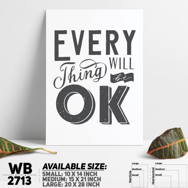 DDecorator Everything Will Be OK - Motivational Wall Canvas Wall Poster Wall Board - 3 Size Available - WB2713 - DDecorator