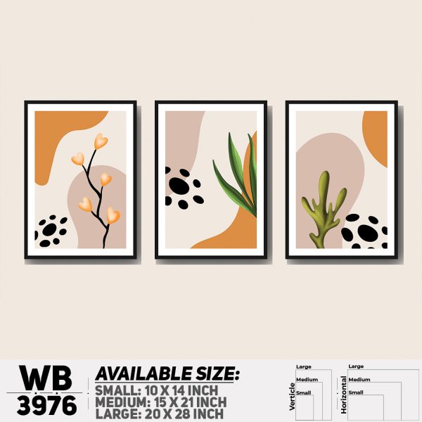 DDecorator Flower Desing Abstract Art (Set of 3) Wall Canvas Wall Poster Wall Board - 3 Size Available - WB3976 - DDecorator